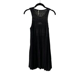 Harlow Sleeveless Scoop Neck Lace Dress Black Small